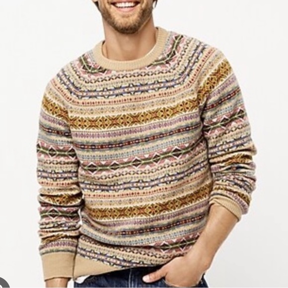 J. Crew Other - *SOLD* Crew Men’s Fair Isle Lambswool Blend Crew Neck Sweater Small